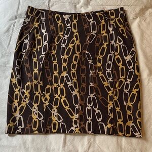 J. McLaughlin Gold and Brown Chain Mini Skirt